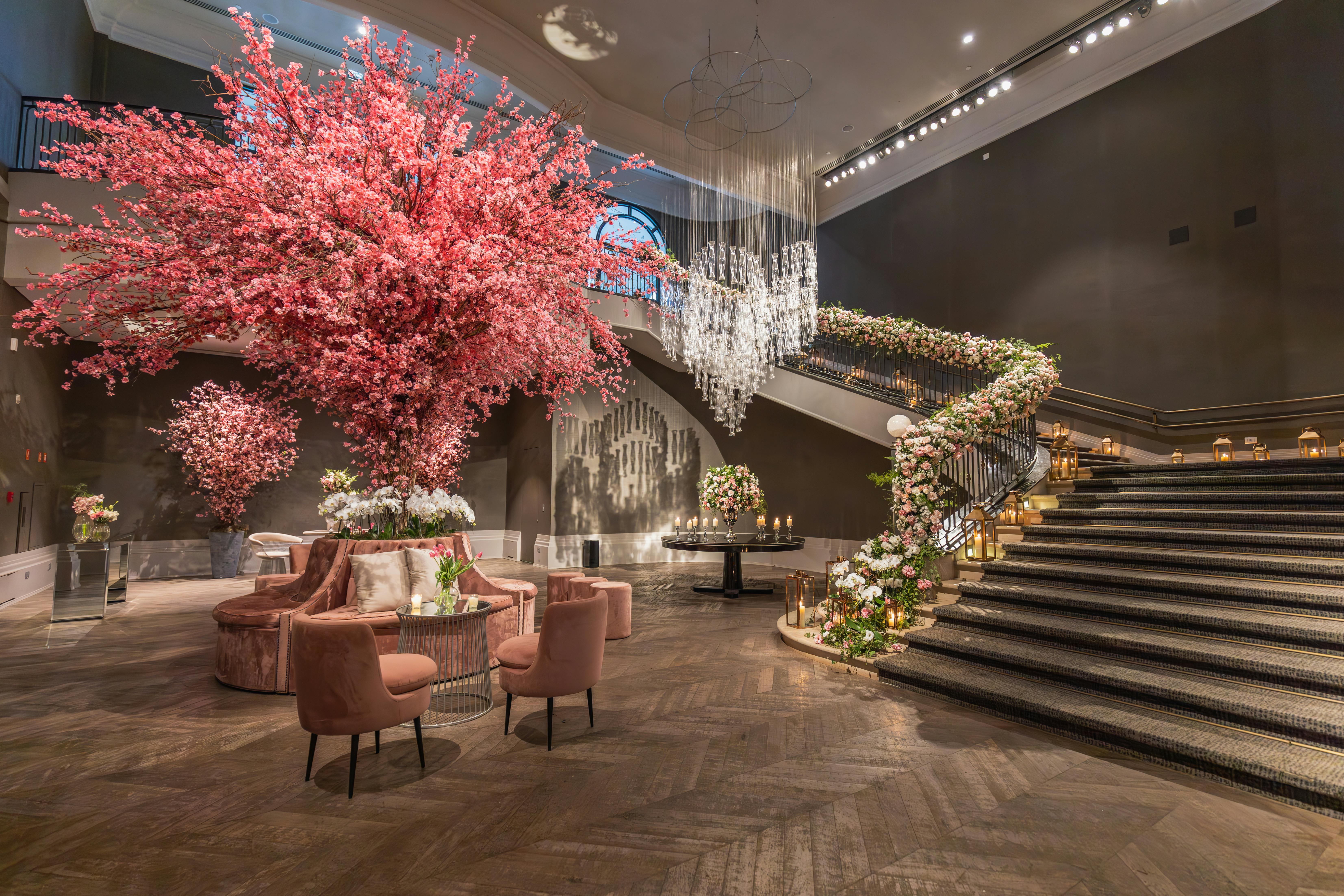 Upscale banquet venue prepared for special event